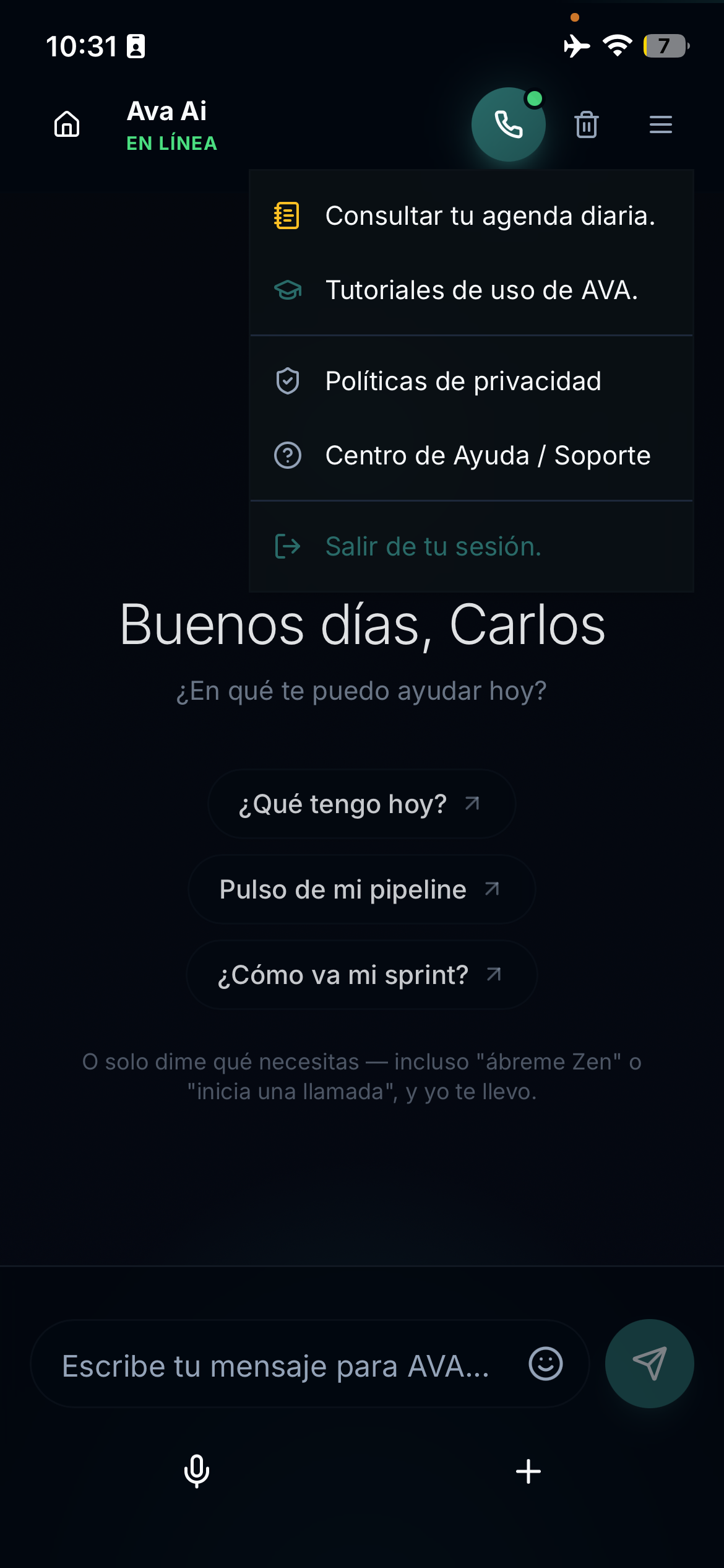AVA AI app — agenda, tutoriales y soporte de la persona digital AVA AI de Orvus