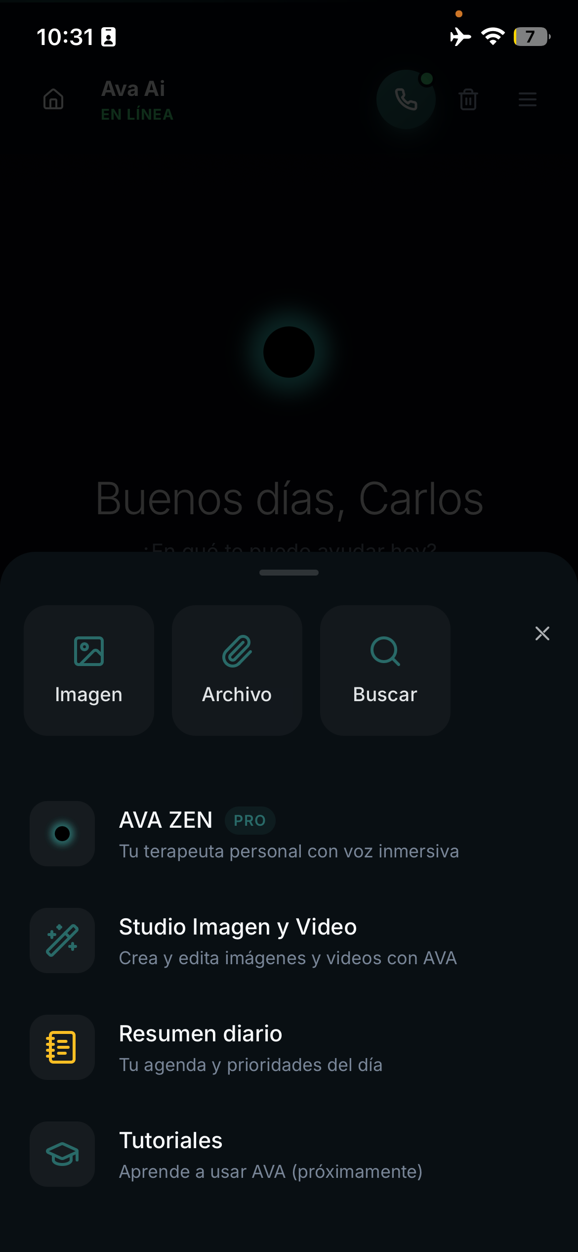 AVA AI app — Image Studio, resumen diario y AVA Zen en la app de AVA AI