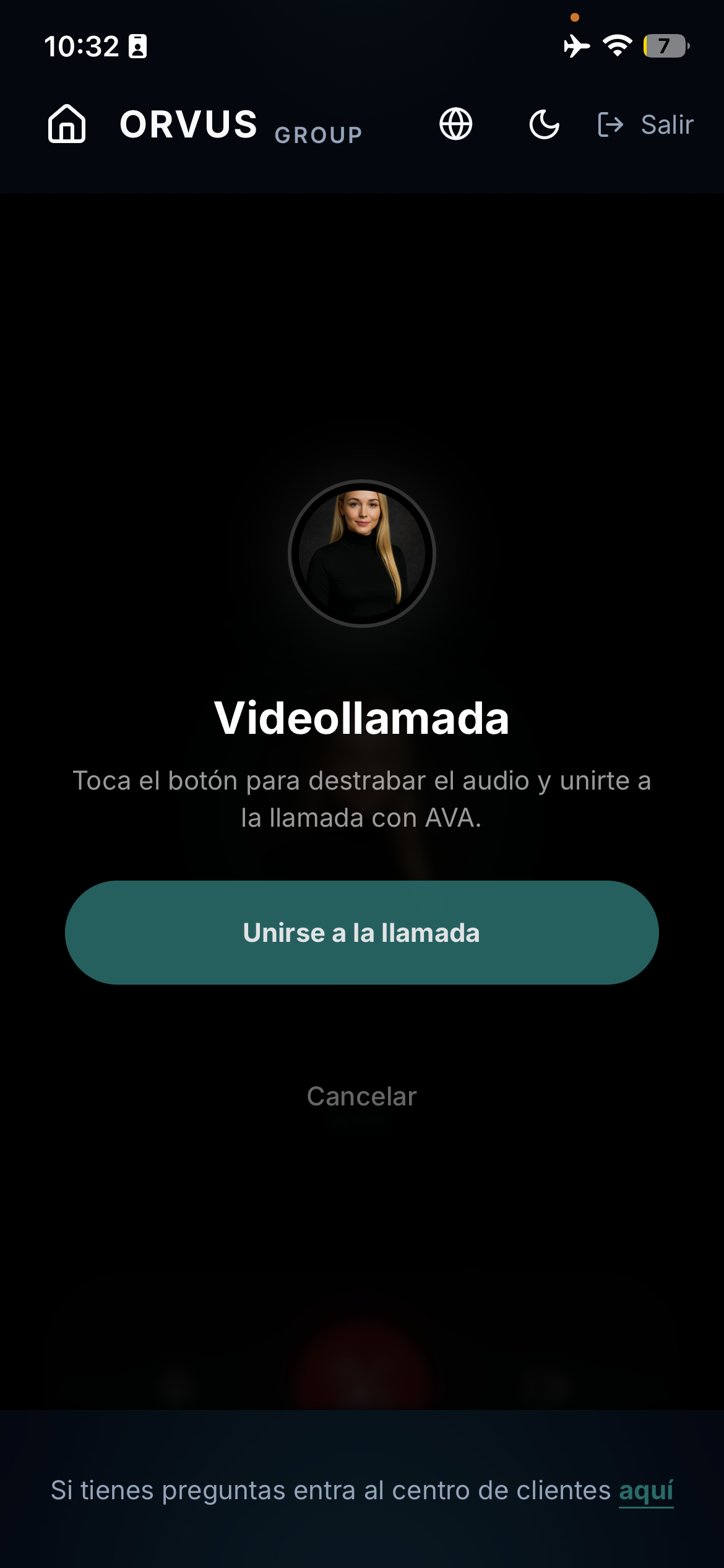 AVA AI app — videollamada cara a cara con AVA AI, la persona digital de Orvus