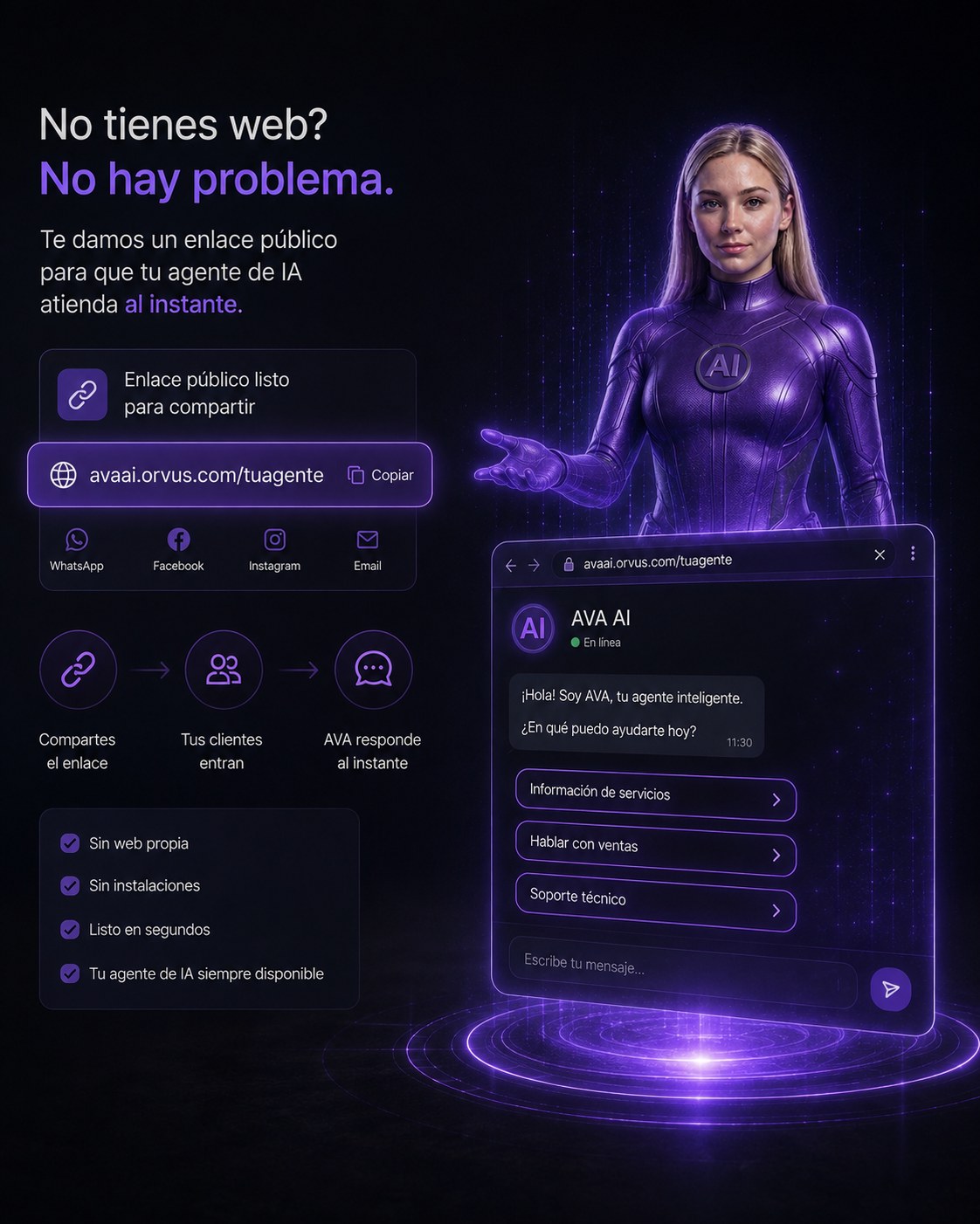AVA Flows atendiendo en su propio enlace