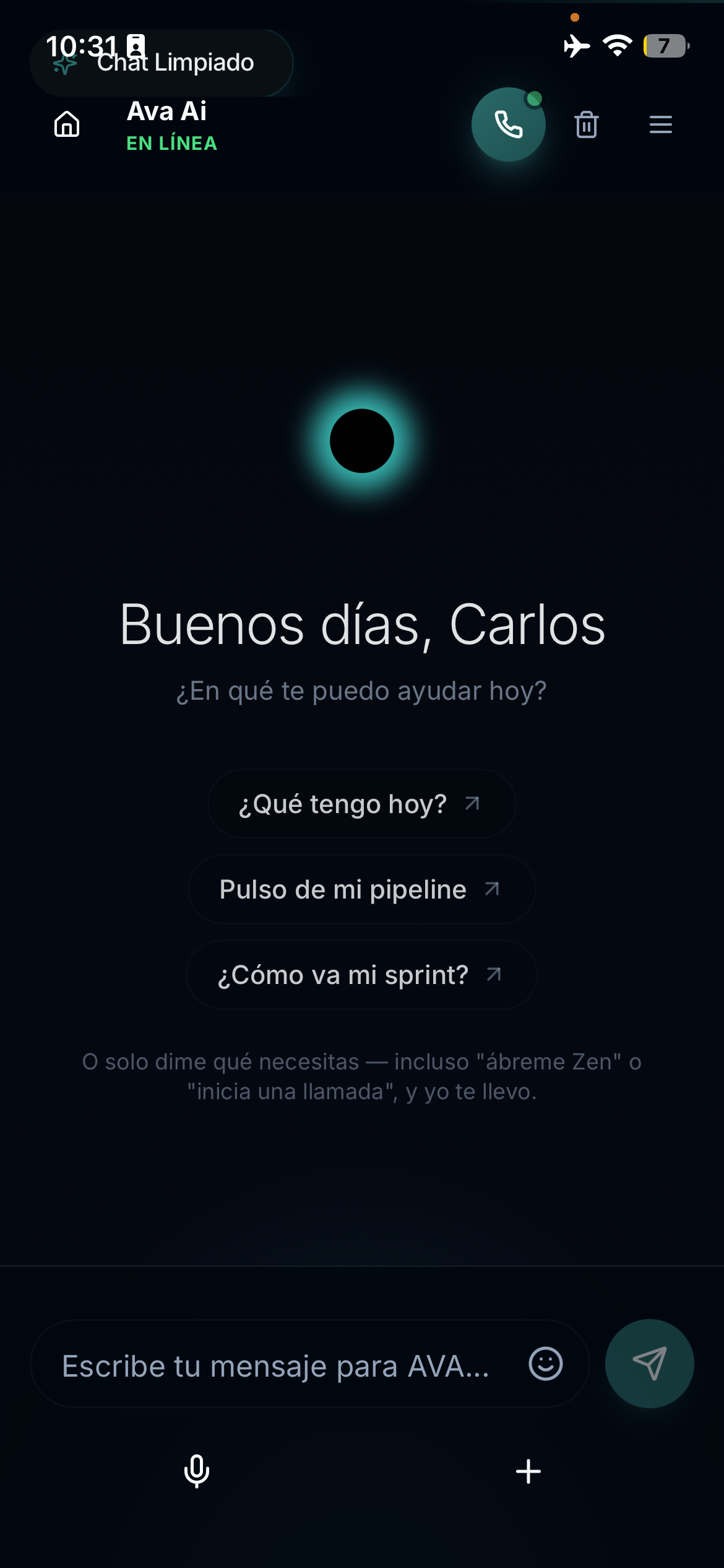 AVA AI en tu celular — pulso de tu pipeline